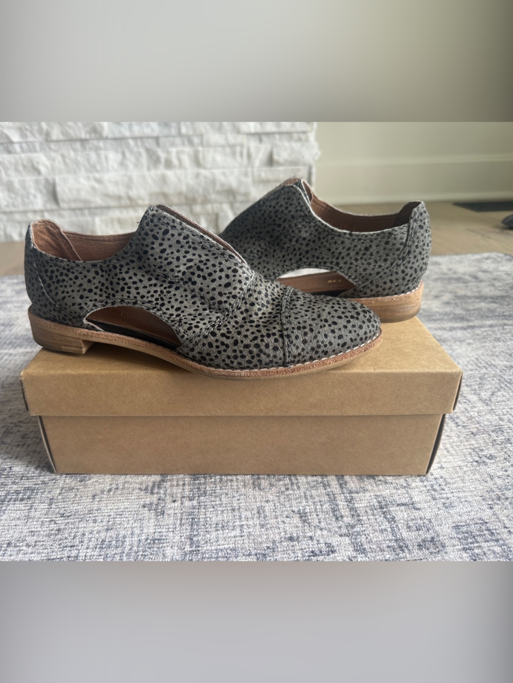 All Black Leopard Gray Cutout Women's Oxfords